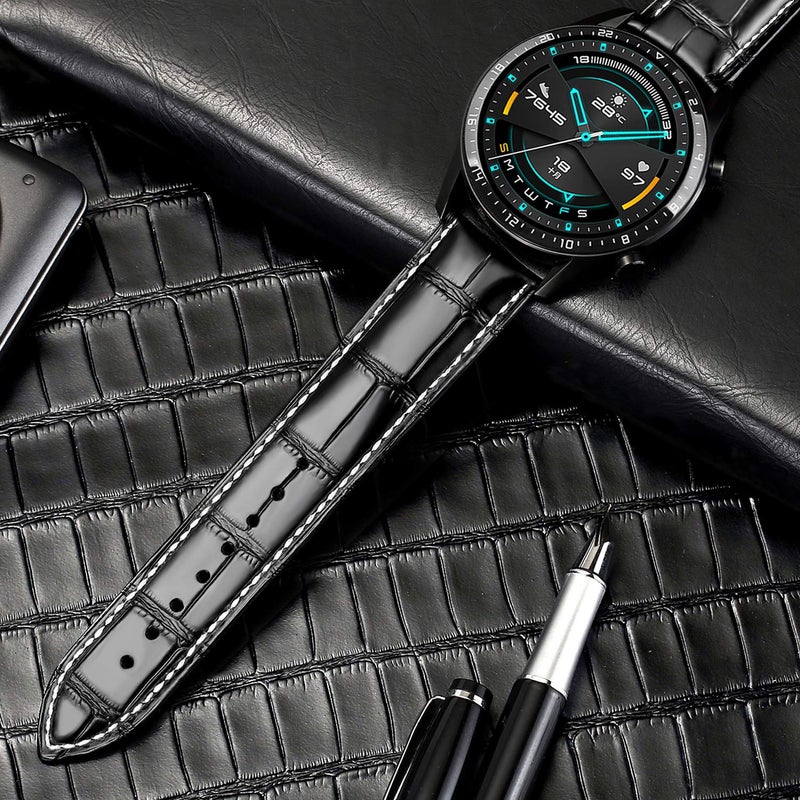 MORANO Moran Quick Release Leather Watch Bands Deployment Butterfly Buckle 18mm 20mm 22mm 24mm Blue Black Brown Calfskin Replacement Watch Strap for Men & Women - Image 2